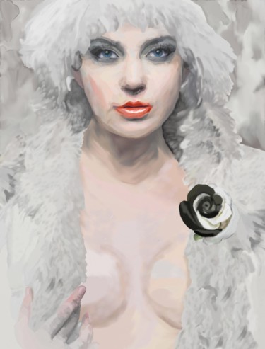 Digital Arts titled "Lady in white" by Luana Béatrice Lazar, Original Artwork, Digital Painting