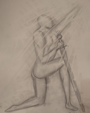 Painting titled "Il guerriero della…" by Luana Cianti, Original Artwork, Pencil