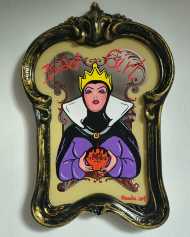 Painting titled "Bad Girl Hermēs" by Luana Muntoni (MunLu), Original Artwork, Acrylic Mounted on Cardboard