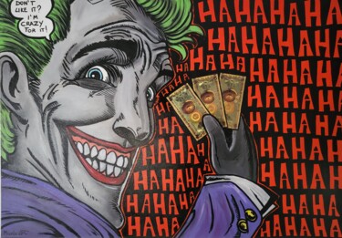 Schilderij getiteld "Joker's bitcoins" door Luana Muntoni (MunLu), Origineel Kunstwerk, Acryl