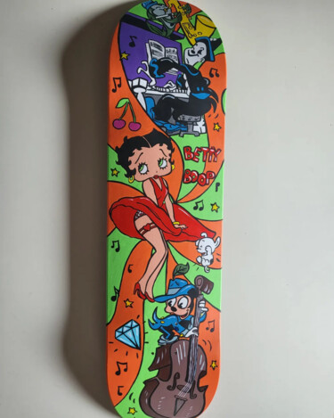 Malerei mit dem Titel "Betty Boop Skate" von Luana Muntoni (MunLu), Original-Kunstwerk, Acryl