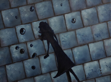 绘画 标题为“M in Shadows” 由Luna Smith, 原创艺术品, 油 安装在木质担架架上