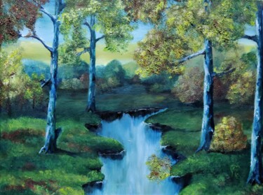 "Autumn Reflection" başlıklı Tablo Luna Smith tarafından, Orijinal sanat, Petrol Ahşap Sedye çerçevesi üzerine monte edilmiş