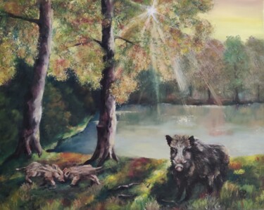 Pittura intitolato "Melting Autumn Sunr…" da Luna Smith, Opera d'arte originale, Olio Montato su Telaio per barella in legno