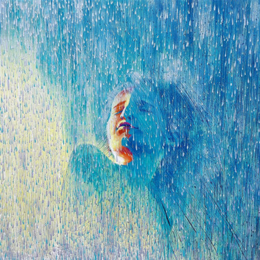 Pintura intitulada "Rain man (Fusion)." por Luba Holland, Obras de arte originais, Acrílico Montado em Armação em madeira