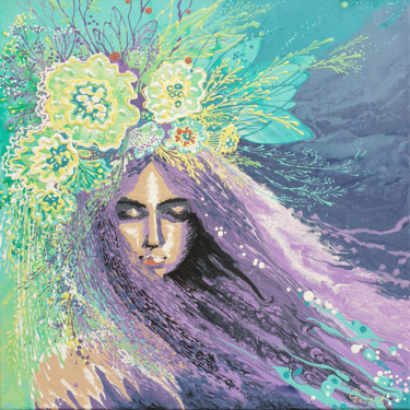 Картина под названием "Lavender sleep" - Luba Holland, Подлинное произведение искусства, Акрил Установлен на Деревянная рама…