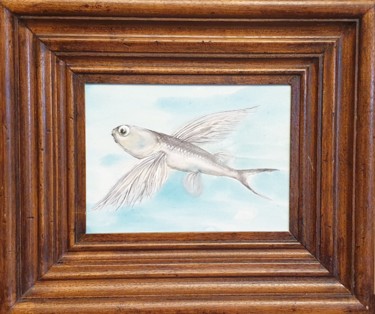 Painting titled ""The flight"" by Luba Holland, Original Artwork, Ink Mounted on Cardboard