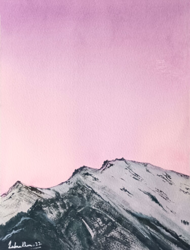 Malerei mit dem Titel "Summit to the Sky 3" von Lubna Khan, Original-Kunstwerk, Aquarell