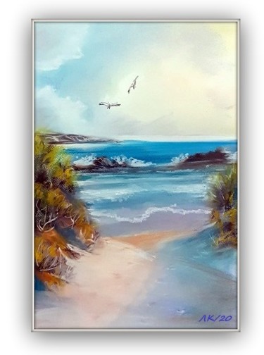 Painting titled "Somewhere in the Sea" by Lubo, Original Artwork, Pastel
