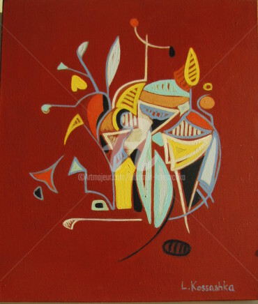 Painting titled "6. Anges" by Lubomila Kossachka, Original Artwork, Oil Mounted on Wood Stretcher frame