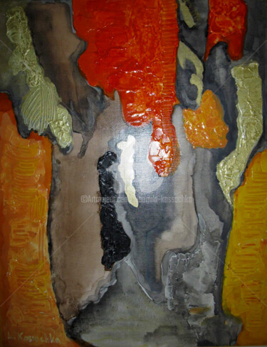 Painting titled "Mélancolie" by Lubomila Kossachka, Original Artwork, Pigments Mounted on Wood Panel