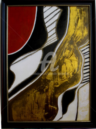Peinture intitulée "Rouge,or, ombres et…" par Lubomila Kossachka, Œuvre d'art originale, Acrylique Monté sur Châssis en bois