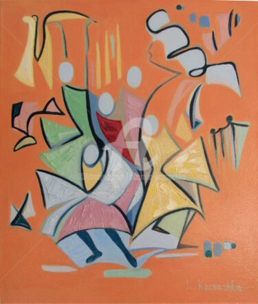 Картина под названием "4.La danse" - Lubomila Kossachka, Подлинное произведение искусства, Масло Установлен на Деревянная ра…
