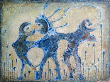 Painting titled "Covid-19" by Ľubomír Korenko, Original Artwork, Oil Mounted on Wood Stretcher frame