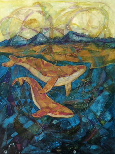 Painting titled "Under the Mountains" by Ľubomír Korenko, Original Artwork, Acrylic