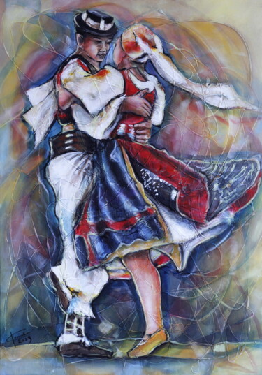 Pittura intitolato "The Color of Dance…" da Ľubomír Korenko, Opera d'arte originale, Acrilico Montato su Telaio per barella…