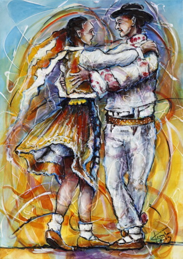Peinture intitulée "The Joy of Dancing" par Ľubomír Korenko, Œuvre d'art originale, Acrylique Monté sur Châssis en bois
