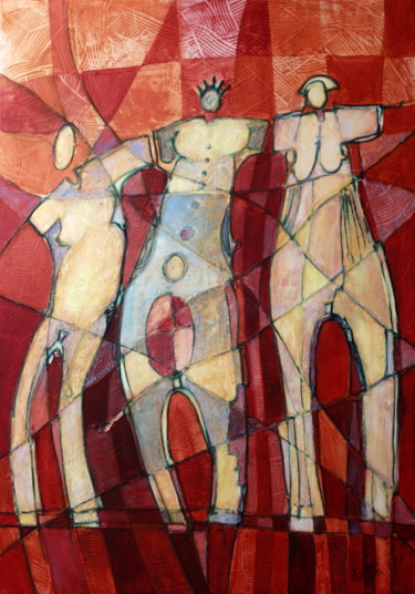 Ζωγραφική με τίτλο "The Three Graces" από Ľubomír Korenko, Αυθεντικά έργα τέχνης, Ακρυλικό