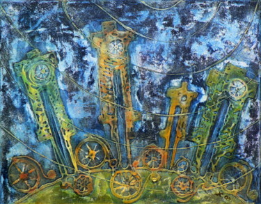 Schilderij getiteld "Cycling Afternoon 1…" door Ľubomír Korenko, Origineel Kunstwerk, Acryl