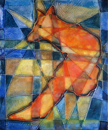 Painting titled "Saving the fox" by Ľubomír Korenko, Original Artwork, Acrylic