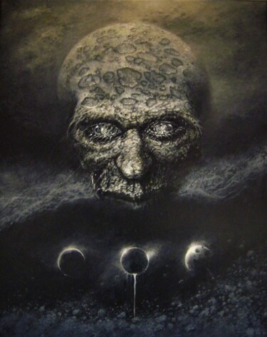 Peinture intitulée "Phobos Obscuratus" par Ľubomír Sinčák, Œuvre d'art originale, Huile Monté sur Châssis en bois