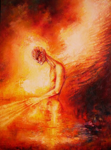 Картина под названием "Iluminator" - Ľubomír Sinčák, Подлинное произведение искусства, Масло Установлен на Деревянная рама д…