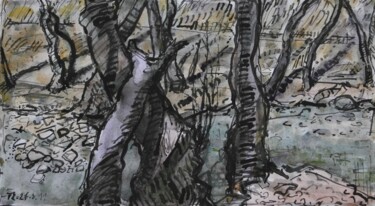 Rysunek zatytułowany „Cermel's creek” autorstwa Lubomir Tkacik, Oryginalna praca, Atrament