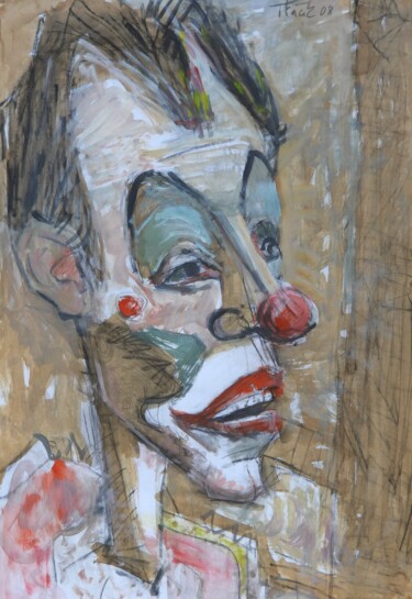 Картина под названием "Old clown" - Lubomir Tkacik, Подлинное произведение искусства, Масло