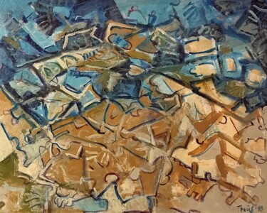 Painting titled "Tracks on the beach" by Lubomir Tkacik, Original Artwork, Acrylic