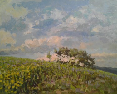Malerei mit dem Titel "Spring on the hill" von Lubomir Tkacik, Original-Kunstwerk, Öl