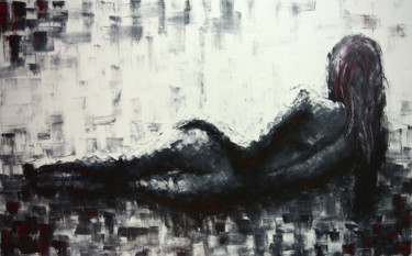 Painting titled "Black and White Tho…" by Lubosh Valenta, Original Artwork, Oil