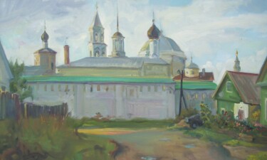 Картина под названием "Вид на Борисоглебск…" - Любовь Лазакович, Подлинное произведение искусства, Масло Установлен на картон
