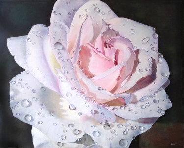 Painting titled "Dew like pearls" by Liubov Samoilova, Original Artwork, Oil