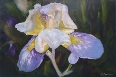 Schilderij getiteld "Iris - rainbow flow…" door Liubov Samoilova, Origineel Kunstwerk, Olie