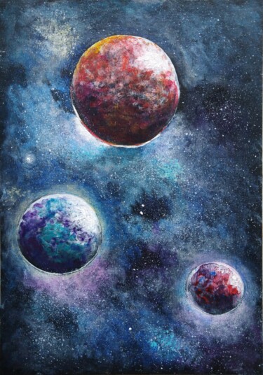 Malerei mit dem Titel "Space stories # 1 -…" von Liubov Samoilova, Original-Kunstwerk, Acryl
