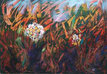 Painting titled "Martian grass - Spa…" by Liubov Samoilova, Original Artwork, Acrylic