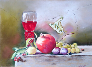 Pintura titulada "Pomegranate wine -…" por Liubov Samoilova, Obra de arte original, Pastel