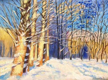 Картина под названием "In the winter park" - Любовь Самойлова, Подлинное произведение искусства, Масло