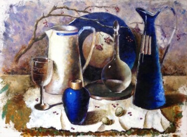 Peinture intitulée "Blue Rhapsody" par Liubov Samoilova, Œuvre d'art originale, Huile Monté sur Châssis en bois