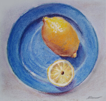 Pintura intitulada "Tea with lemon - sm…" por Liubov Samoilova, Obras de arte originais, Pastel