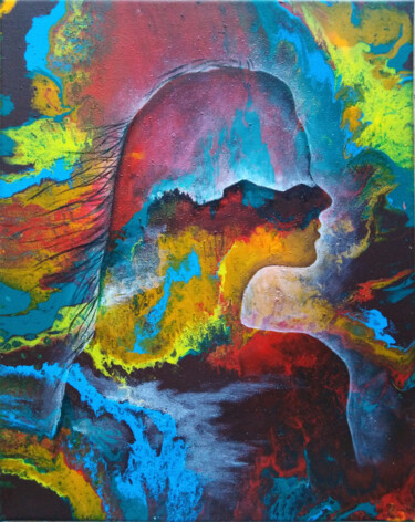 Картина под названием "Girl and the sea" - Любовь Самойлова, Подлинное произведение искусства, Акрил Установлен на Деревянна…