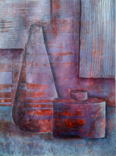 Картина под названием "Two purple vases" - Любовь Самойлова, Подлинное произведение искусства, Акрил