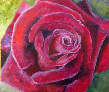 Картина под названием "Velvet gules rose" - Любовь Самойлова, Подлинное произведение искусства, Масло