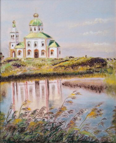 Malerei mit dem Titel "Church of Elijah th…" von Liubov Samoilova, Original-Kunstwerk, Pastell