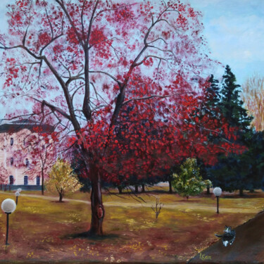 Картина под названием "Apple tree in the s…" - Любовь Самойлова, Подлинное произведение искусства, Масло