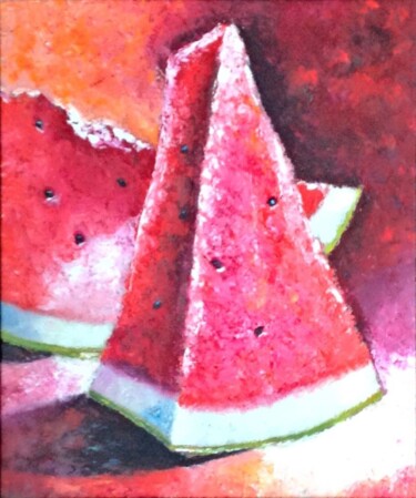 Malerei mit dem Titel "Sugar watermelon" von Liubov Samoilova, Original-Kunstwerk, Öl
