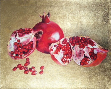 Peinture intitulée "Pomegranate fruit o…" par Liubov Samoilova, Œuvre d'art originale, Huile Monté sur Châssis en bois