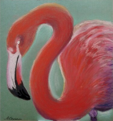 Malarstwo zatytułowany „Pink flamingo - chi…” autorstwa Любовь Самойлова, Oryginalna praca, Pastel