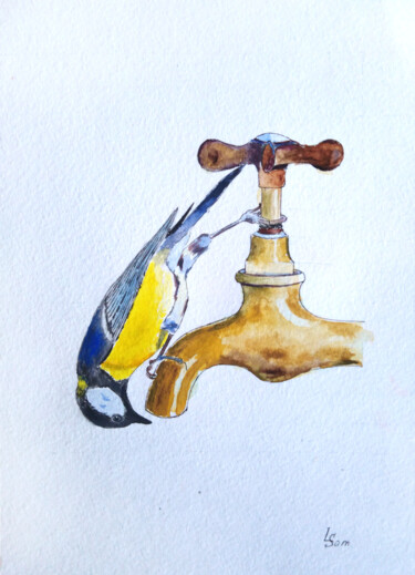 Peinture intitulée "Water faucet - Coll…" par Liubov Samoilova, Œuvre d'art originale, Aquarelle