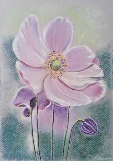 Painting titled "Amethyst  anemone" by Liubov Samoilova, Original Artwork, Pastel